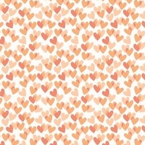 Valentine love hearts in red, orange and peach on cream - SMALL SCALE