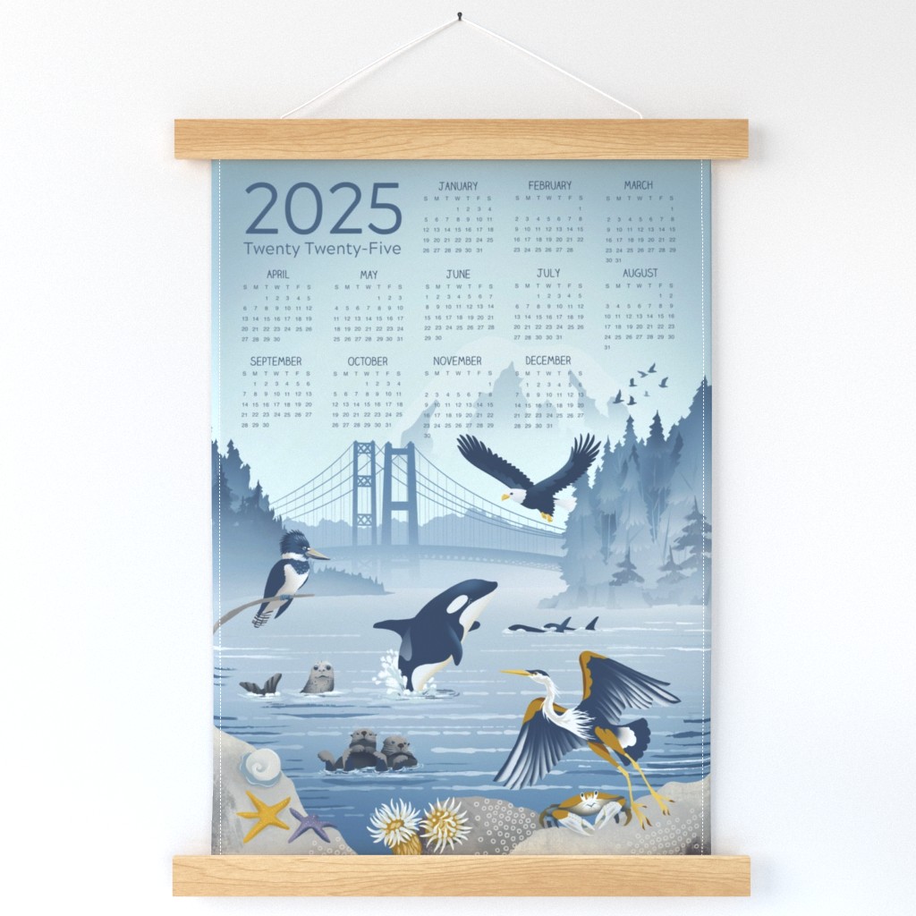 Puget Sound 2024 Calendar Wall Hanging Spoonflower