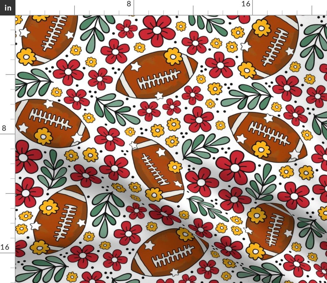 Large Scale Team Spirit Football Floral in Kansas City Chiefs Colors Red and Yellow Gold 
