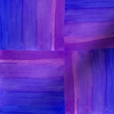 abstract with squares of watercolor strips in purple colors