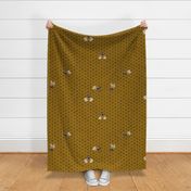 Large Golden Honey Honeycomb Bee Hive Geometric Hexagonal Design with Bees