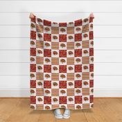 Bigger Patchwork 6" Squares Team Spirit Football Stars Stipes in Kansas City Chiefs Colors Red and Yellow Gold for Cheater Quilt or Blanket