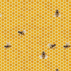 Small Honey Honeycomb Bee Hive Geometric Hexagonal Design with Bees