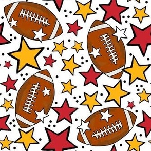 Medium Scale Team Spirit Footballs and Stars in Kansas City Chiefs Colors Red and Yellow Gold