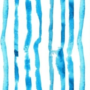Small Watercolor Stripes in Coastal Blue - Mini