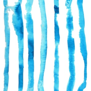 Large Watercolor Stripes in Coastal Blue - Jumbo