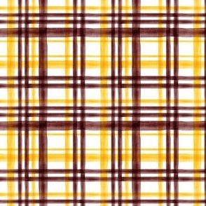 (small scale) Maroon and Gold Watercolor plaid - LAD23