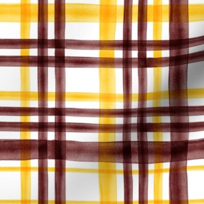 (large scale) Maroon and Gold Watercolor plaid - LAD23