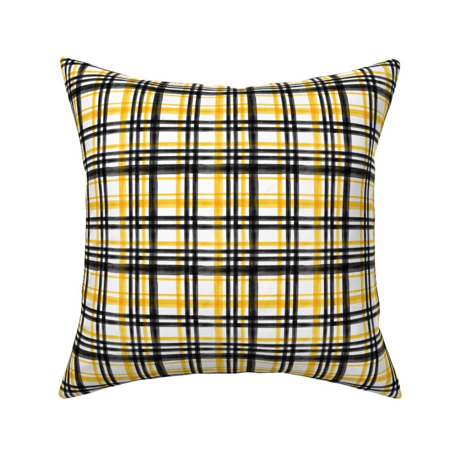 (med scale) Black and Gold Watercolor plaid - LAD23