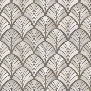 Scalloped Neutral Grey Textured Tiles (Small Scale)