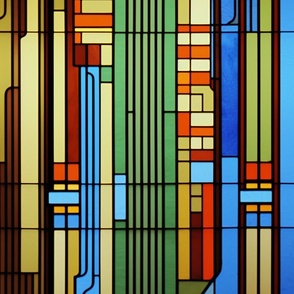 Mission Style FLW Inspired Stained Glass Pattern 2