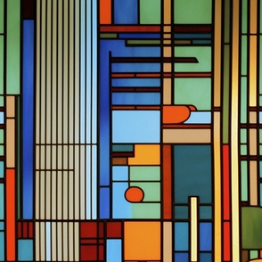Mission Style FLW Inspired Stained Glass Pattern 1
