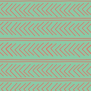 Simple Arrows Green and Coral Modern Chevron