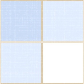 Large Scale Chambray Textured Baby Blue Gingham Check with Beige Stripe 