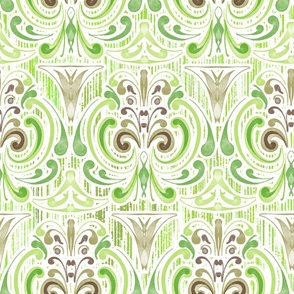 Green architectural ornament for wallpaper and fabrics