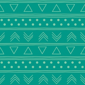 African Mudcloth Teal Modern Geometric 