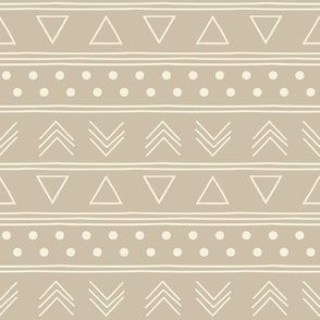 African Mudcloth Tan Brown Modern Geometric 