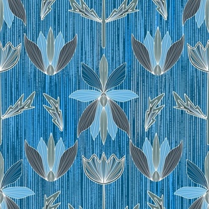 Blue flowers on a blue background, monochrome design