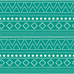 African Mudcloth Teal Modern Geometric 