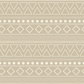 Neutral Brown African Mud Cloth Modern Geometric 