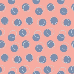 Modern Boho Geometric Circle Blue and Pink Polka Dots