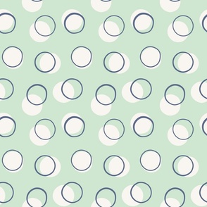 Modern Boho Geometric Circle Green and Blue Polka Dots