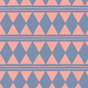 Modern Blue and Pink Geometric Triangles African Mudcloth