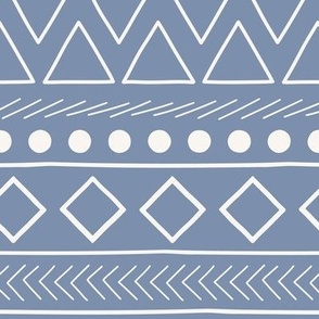 African Mudcloth Blue Modern Geometric 