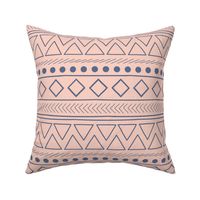 African Mudcloth Pink and Blue Modern Geometric 