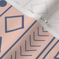 African Mudcloth Pink and Blue Modern Geometric 