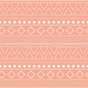 African Mudcloth Peach Modern Geometric 