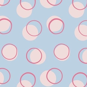 Modern Boho Geometric Circle Blue and Pink Polka Dots