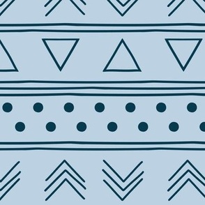 African Mudcloth Blue Modern Geometric 