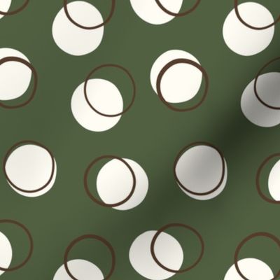 Modern Boho Geometric Circle Green Polka Dots