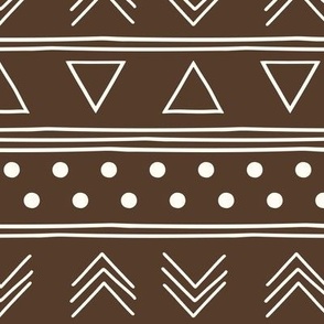 African Mudcloth Modern Geometric Brown