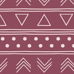 African Mudcloth Dark Pink Modern Geometric 