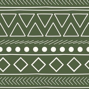 African Mudcloth Green Modern Geometric 