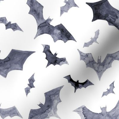 Bats in the sky, a watercolor halloween design