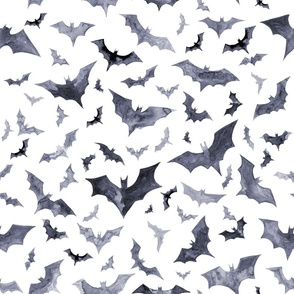 Bats in the sky, a watercolor halloween design