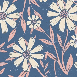 Wildflowers in Blue and Pink - Large