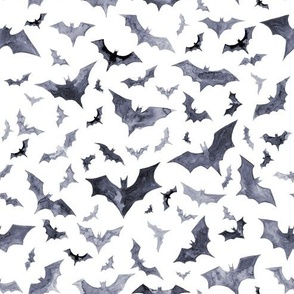 Bats in the sky, a watercolor desing for Halloween, small