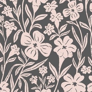 Canadian Meadow in Dark Gray | Small Version | Bohemian Style Pattern in the Woodlands