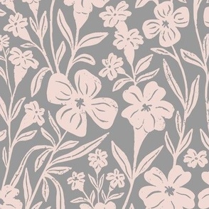 Canadian Meadow in Light Gray | Small Version | Bohemian Style Pattern in the Woodlands