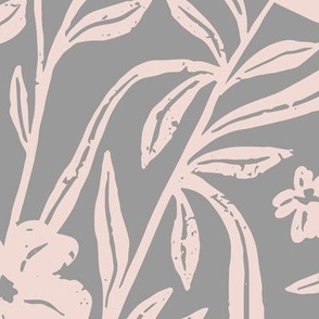 Canadian Meadow in Light Gray | Large Version | Bohemian Style Pattern in the Woodlands