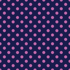 Polka Dots - Purple on Navy Blue