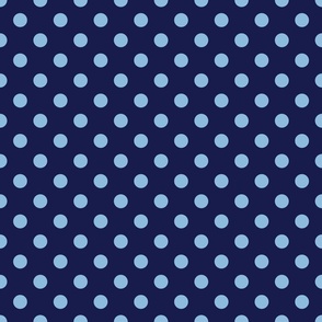 Polka Dots - Soft Blue on Navy Blue