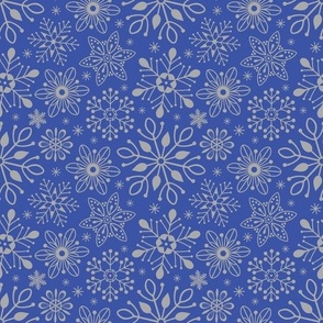 Winter Snowflakes - Rich Blue / Gray