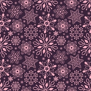 Winter Snowflakes - Pink / Deep Purple