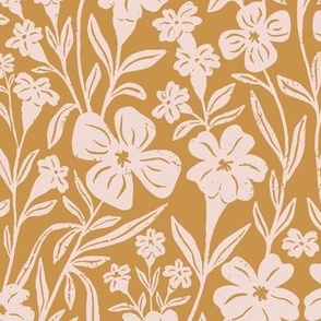 Canadian Meadow in Mustard | Small Version | Bohemian Style Pattern in the Woodlands