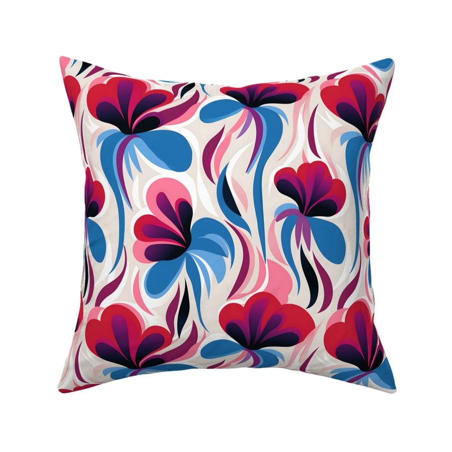 Vibrant Abstract Floral: A Dance of Pink, Blue & Purple Hues